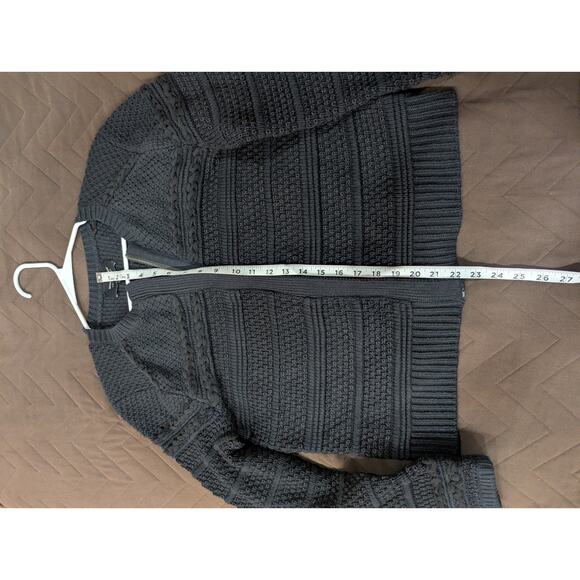 Black chunky knit zip cardigan by Banana Republic Limited Edition black label XL - Picture 11 of 12